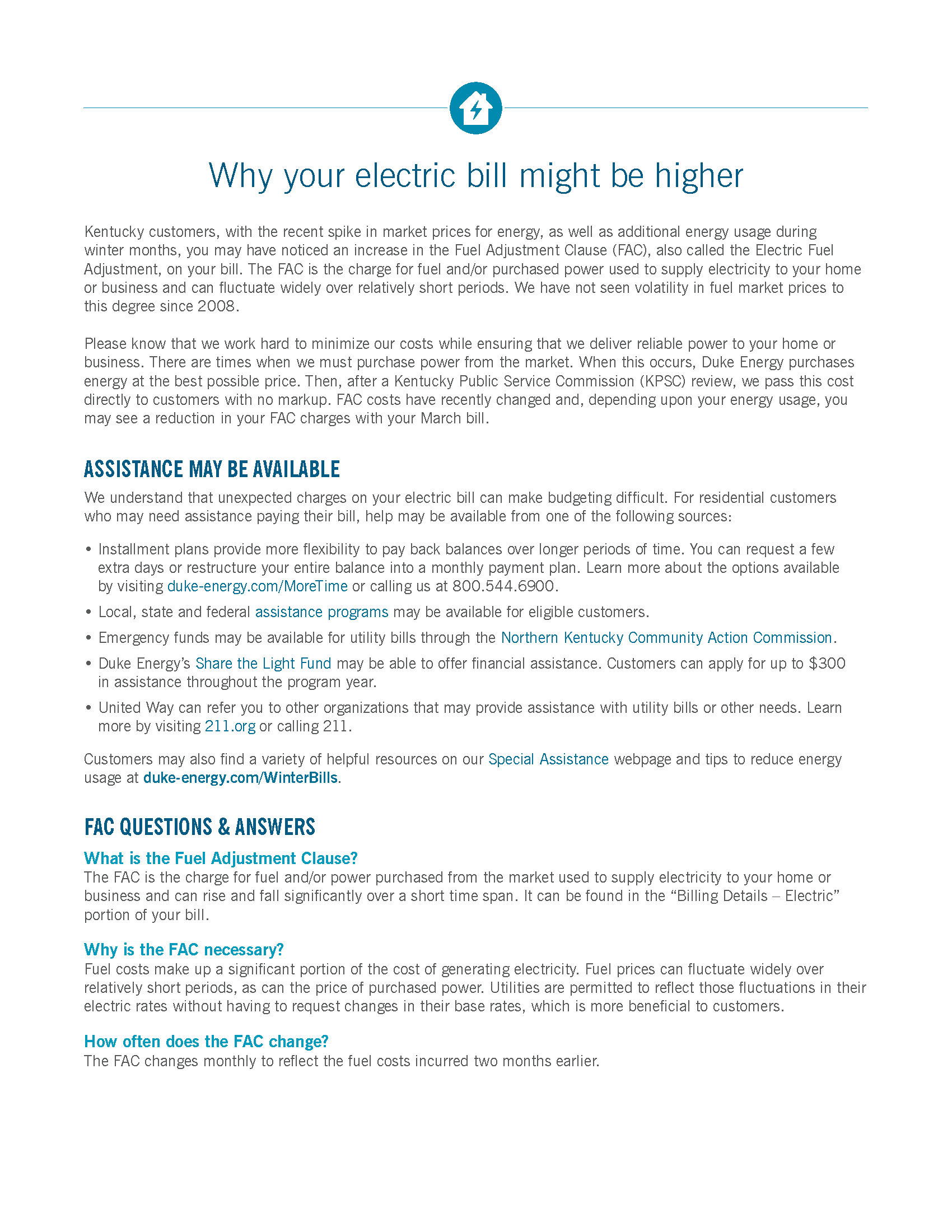 Duke Energy Why Your Electric Bill May Be Higher City Of Ludlow